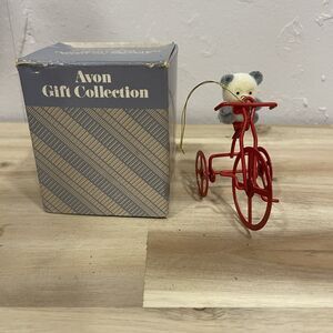 Vintage Avon Gift Collection, Teddy Bear Ornament Collection Teddy on Tricycle